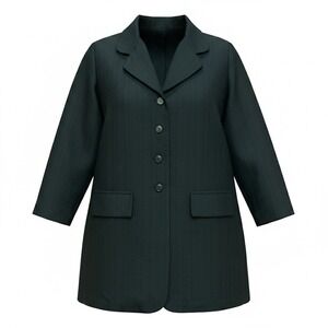 Sue Brett Vintage Black Textured Blazer Four Button Front Jacket Made in USA